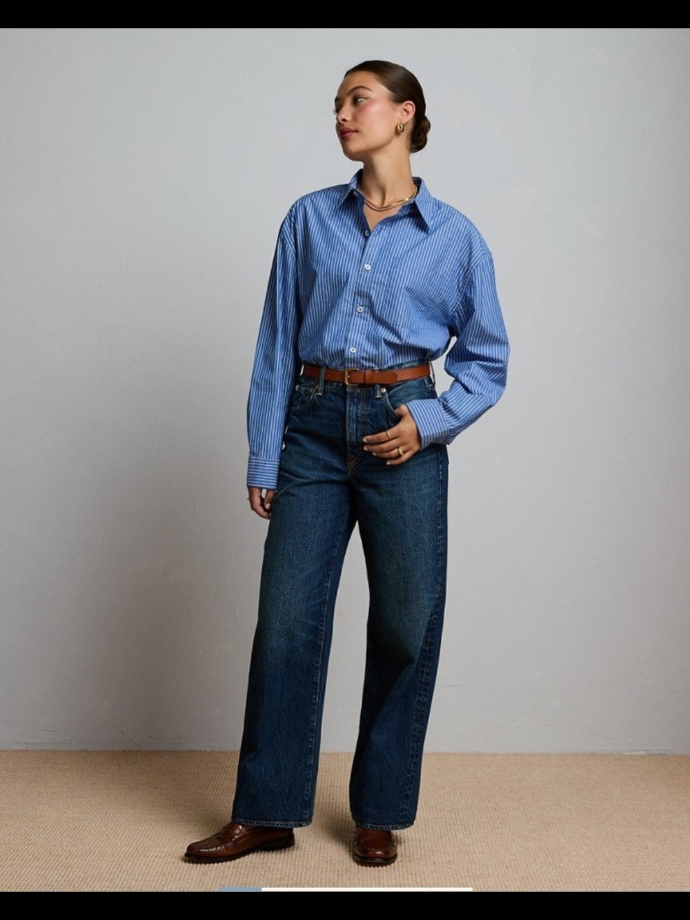 American Eagle Premium Stovepipe Dark Blue High-Rise Wide-Leg Jeans Size 6!